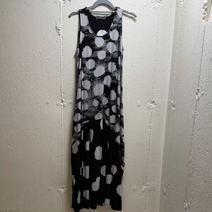 Black and White Polka Dot Knit Maxi Dress